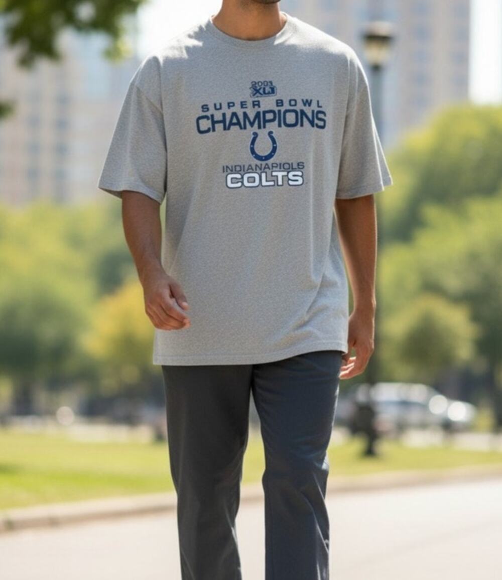 Super Bowl 41 Champions Indianapolis Colts Graphic T-Shirt Extra Large Grey